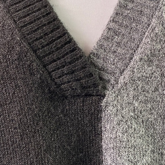 Color Block Sweater Black & Gray  V-neck, Modern Soft & Cozy by Sweet Romeo - Picture 3 of 10